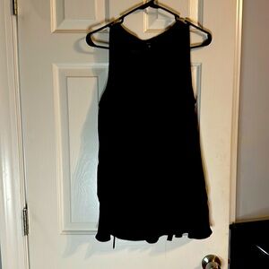 Black flowy tank with long ties at the neck